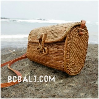 ata grass rattan handbag purses ladies long handle leather